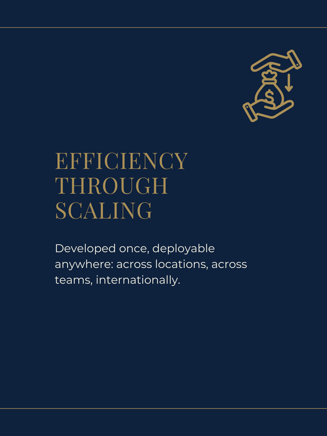 Einmal entwickelt, beliebig einsetzbar: standortübergreifend, teamübergreifend, international.